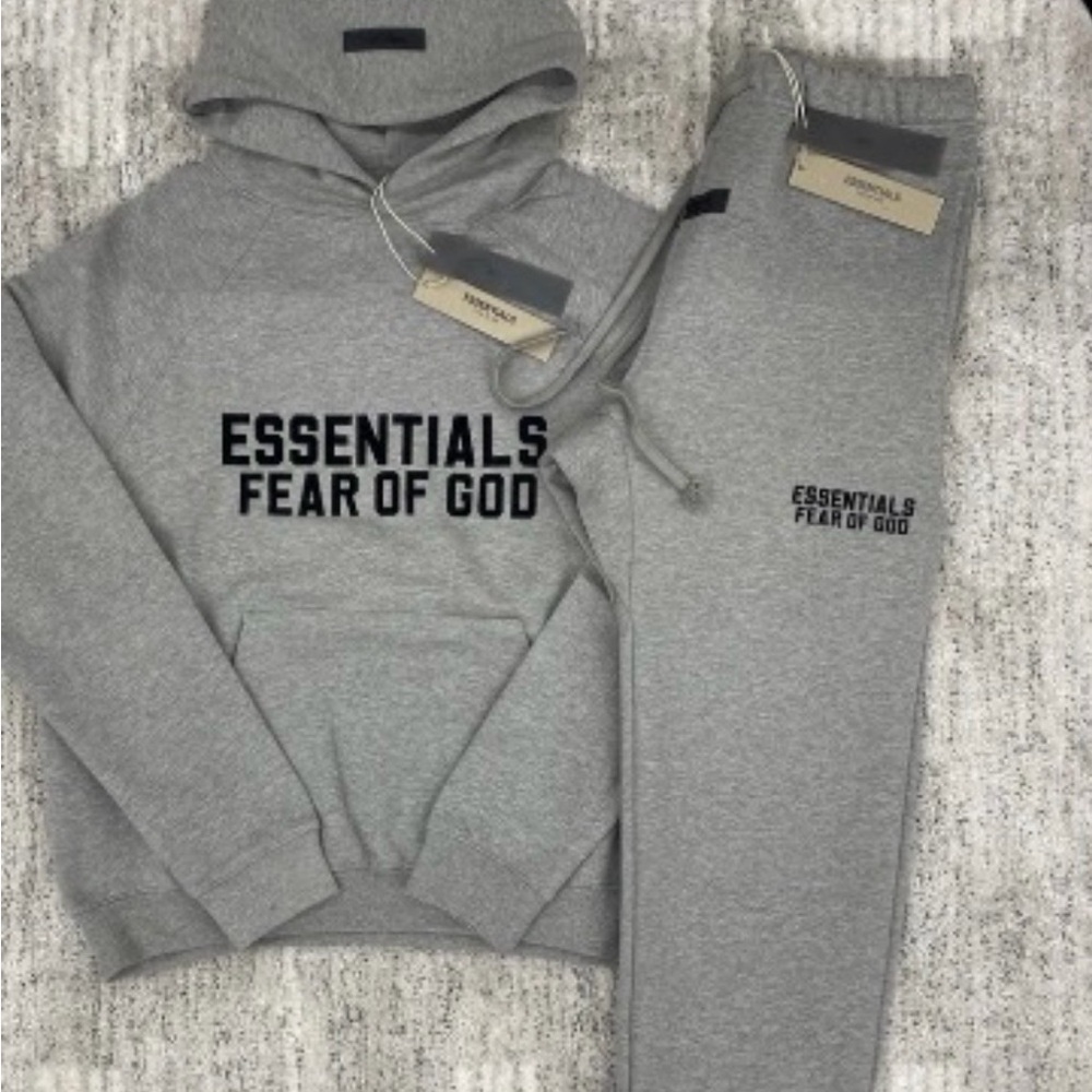 Fear of God Essentials Gray Hoodie and Sweatpants Set